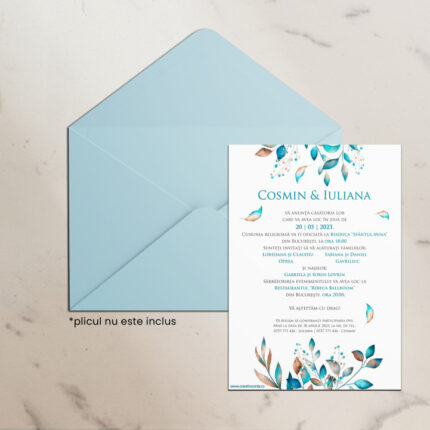 Invitatie de nunta BLUE LEAF