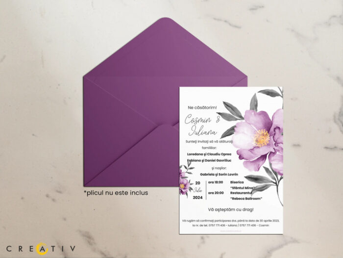 Invitatie de nunta Purple Flower