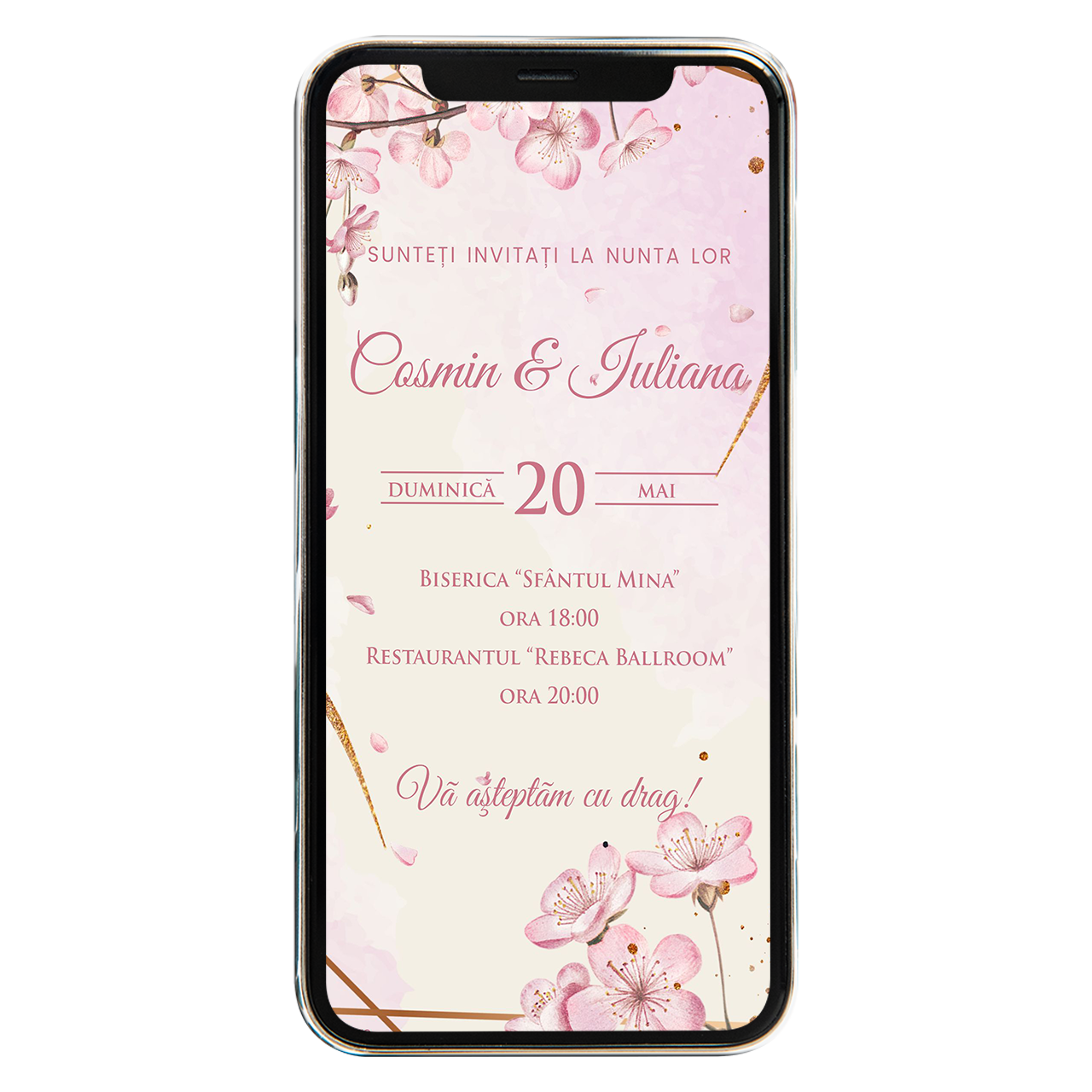 Invitatie digitala de nunta Cherry Flowers